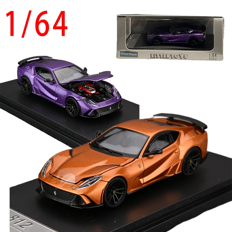 

Модель автомобиля Little Toys Diecast 1/64 Ferrari 812, литая модель из сплава, Novitec N-Largo 812, игрушечные транспортные средства для мальчиков, подарок
