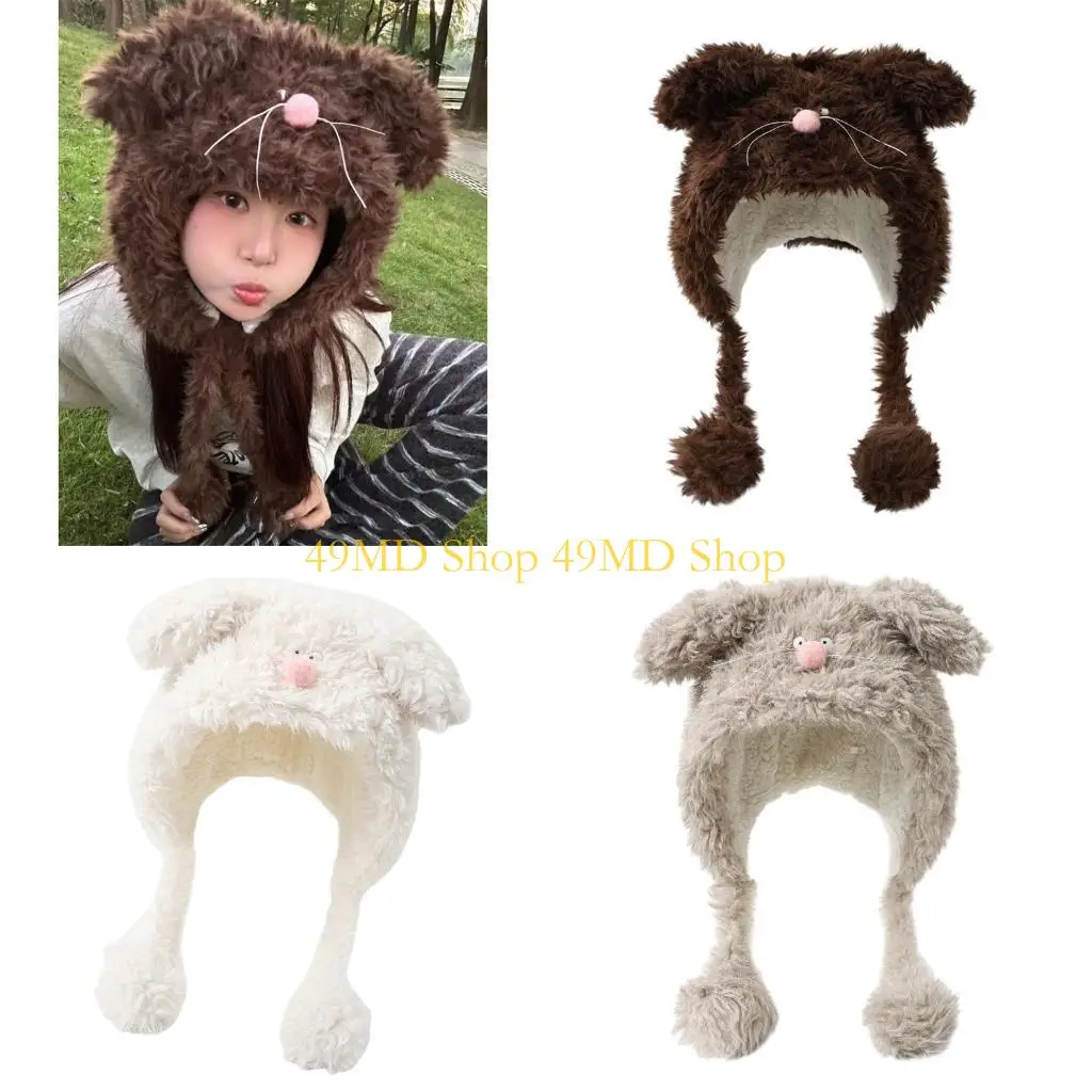 

49MD игривая шапка с ушками мыши, зимне-осенняя теплая шапка, дышащая зимняя шапка
