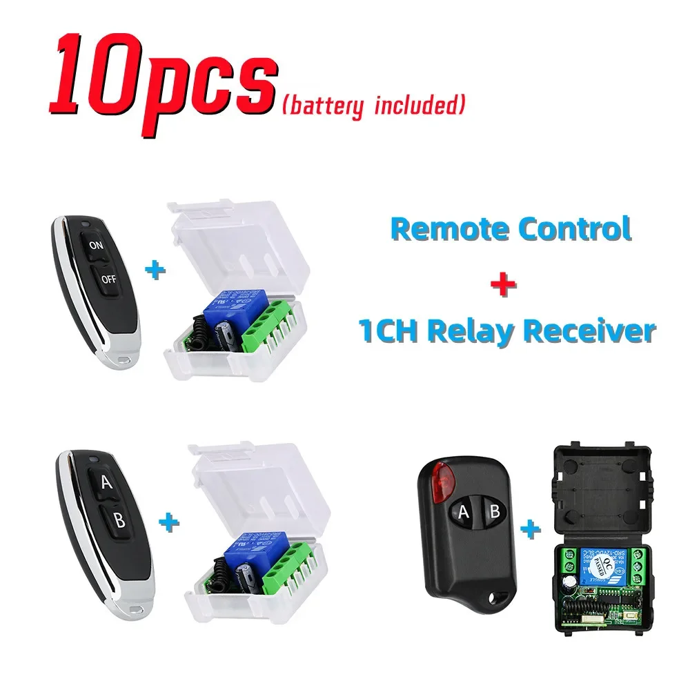 10pcs 433 Mhz RF Wireless Remote Control Switch Relay 1CH Receiver Module DC 12V