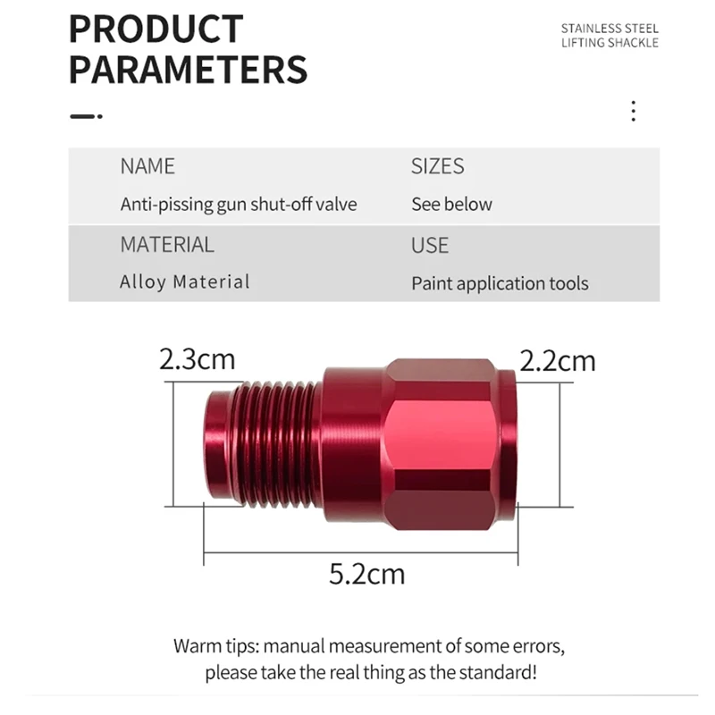 Shut-off Valve Extension Anti-spitting Valve Airless Spray Adapter Joint for High Pressure Airless Paint Sprayers Gun Extensions