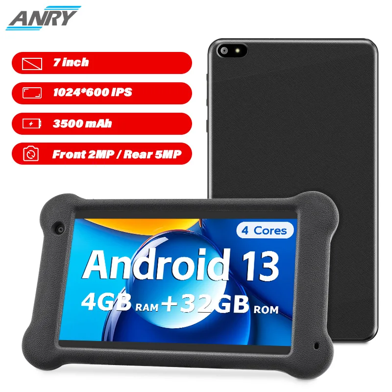 

ANRY 7-дюймовые планшеты в продаже или распродаже с Android 13, 4 ГБ ОЗУ (2 ГБ расширения) 32 ГБ ПЗУ, четырехъядерный аккумулятор емкостью 3500 мАч, зарядка типа C