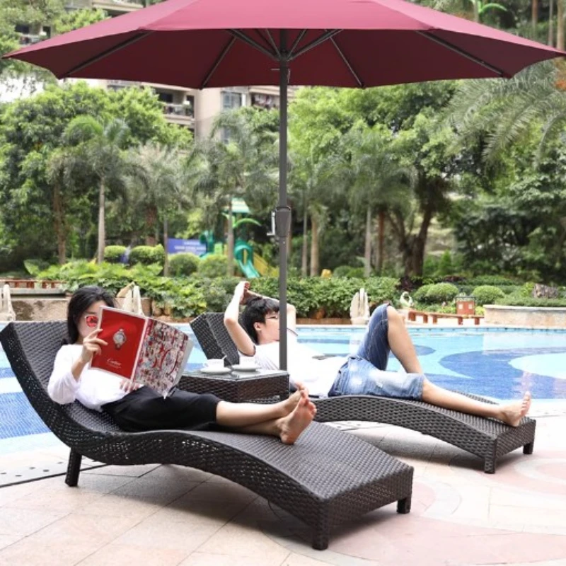 Outdoor Loungers Beach Chair Swimming Pool Villa Courtyard Beach Chairs Leisure Courtyard Chaise Lounges Design Furniture