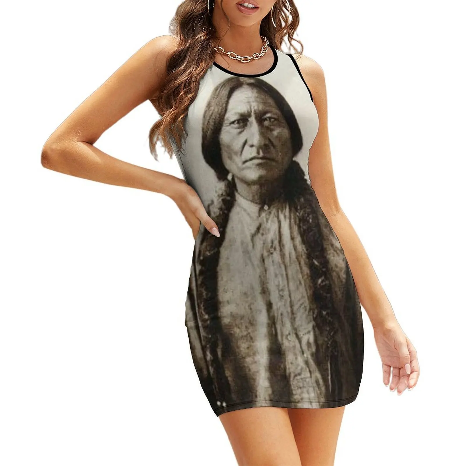 

Sitting Bull - Hunkpapa Lakota Sleeveless Sundress dress women elegant luxury luxury dresses dress for woman dresses for woman