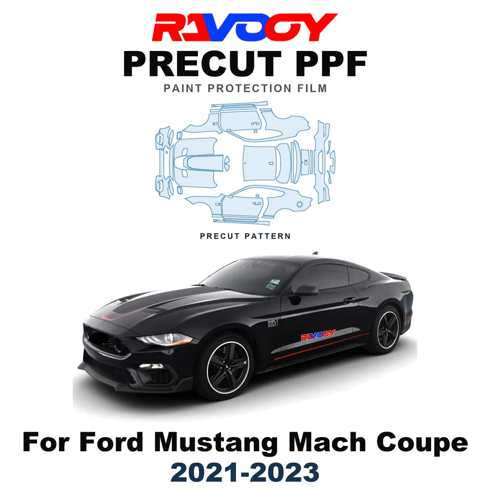 Precut PPF For Ford Mustang Mach Coupe 2021-2023 8.5mil TPU Paint Protection Film Hood Bonnet Bumper Headlight Self-Healing Roof