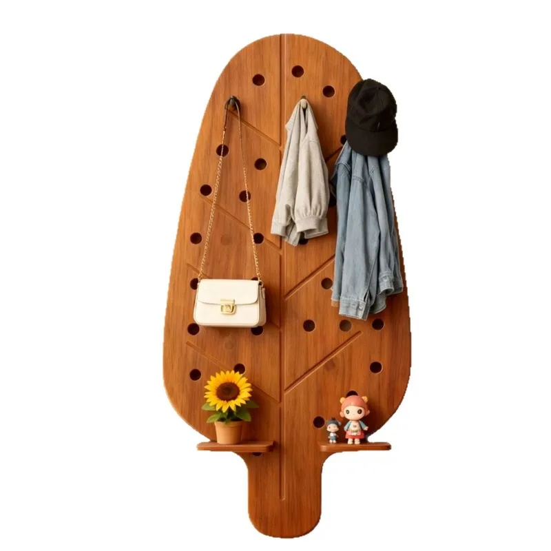 wall-mounted coat hook at home, household storage, no punching on the hanger behind the solid wood door