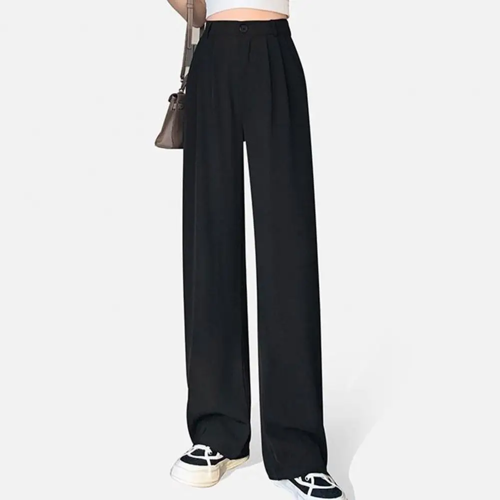 Women'S Loose Spring Summer 2024 New High Waist Wide Legs Slim Casual Trousers Korean Fashion Trend Female Suit Straight Pants