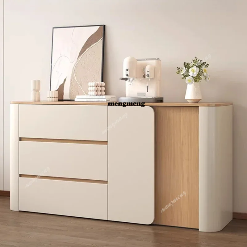 

Y136 Nordic Solid Wood Sideboard Mid Century Style Cream Living Room Entryway Chest Of Drawers Minimalist Living Room Furniture