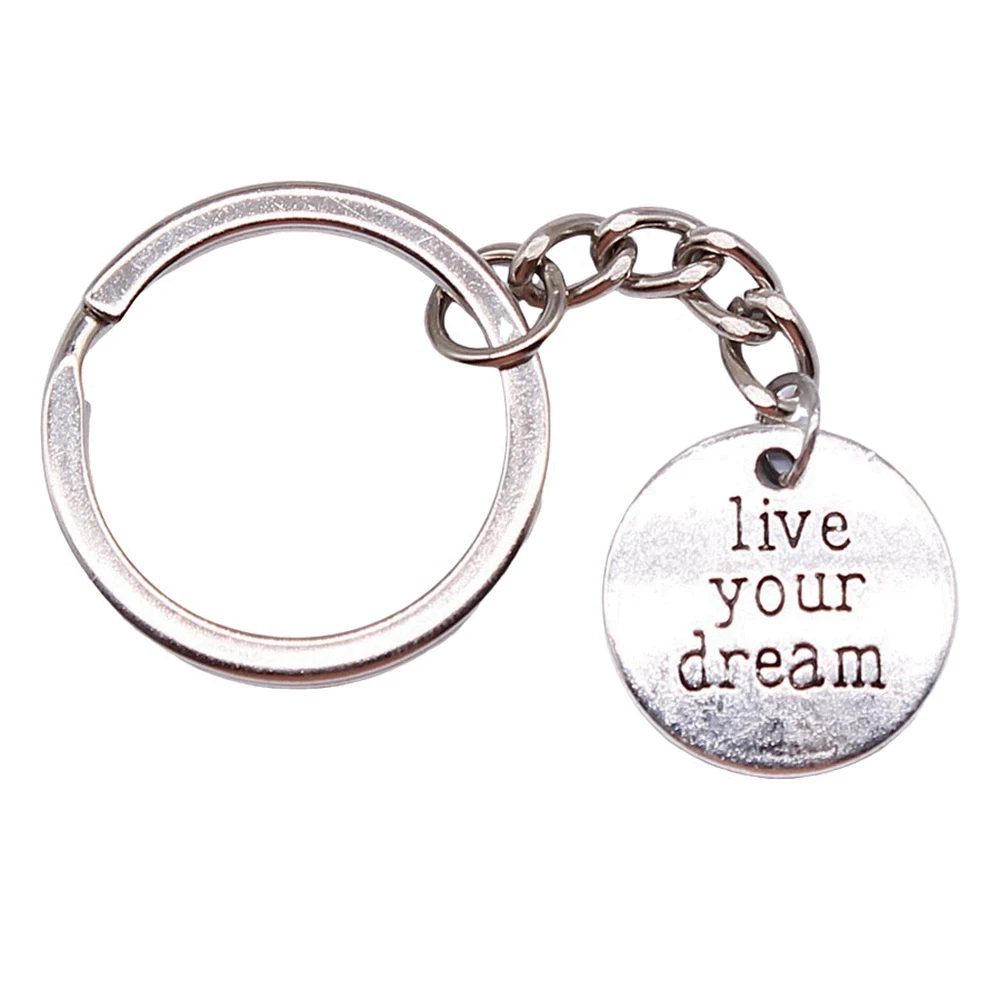 1pcs Live Your Dream Keyring men accessories Supplies for jewelry for you Ring Size 28mm