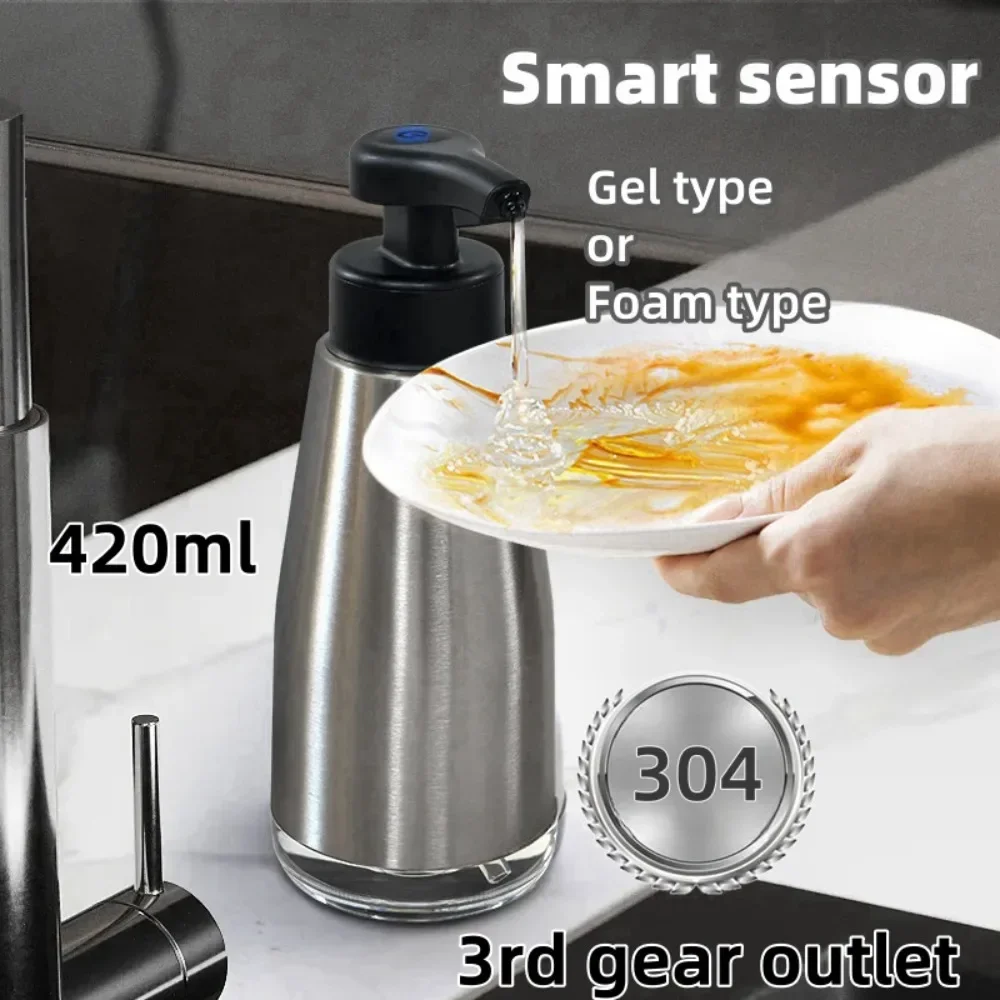 

304 Kitchen Detergent Dispenser 420ml Stainless Steel Foam Liquid Dispenser Ipx5 For Shampoo Bathroom Or Kitchen Dishwashing