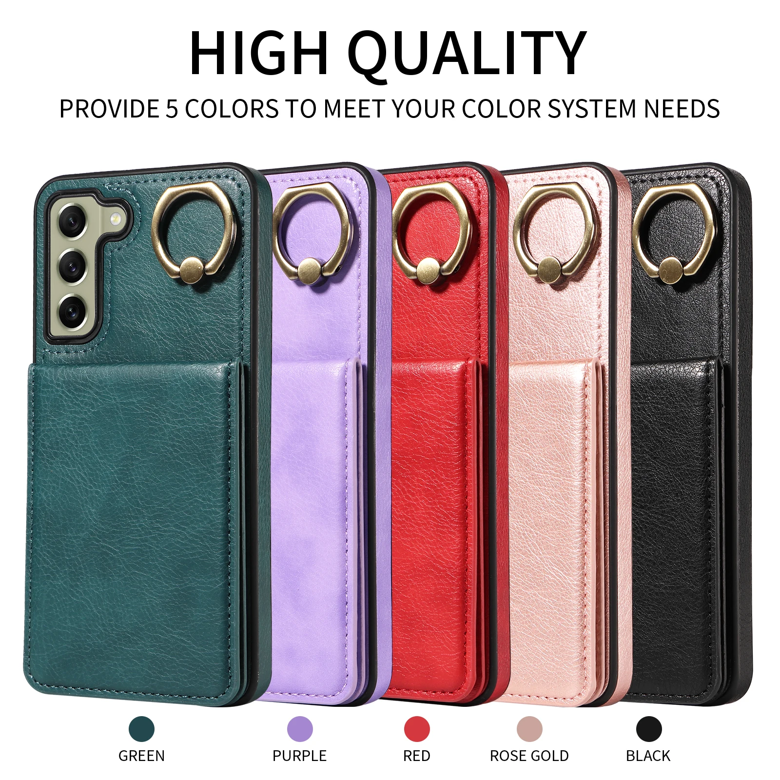 Samsung S21 FE Phone Case Made Of High-quality Leather With Built-in Card Slot Finger Buckle Bracket Providing Premium Skin Feel