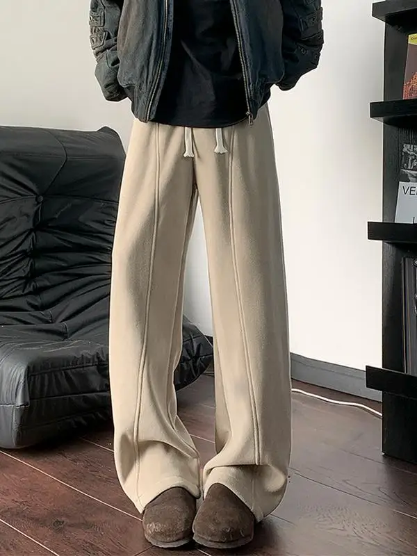 

Cleanfit American Retro Curved Blade Men's Pants Autumn Winter Fce Thi Heavy Double Sided Fce Wide Leg Straight Cut