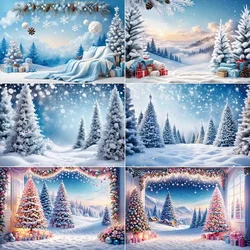 MOON.QG Christmas Tree Background Winter Backdrop Xmas Ball Gift 2025 Children Outdoor Photo Studio Back Drop for Photography