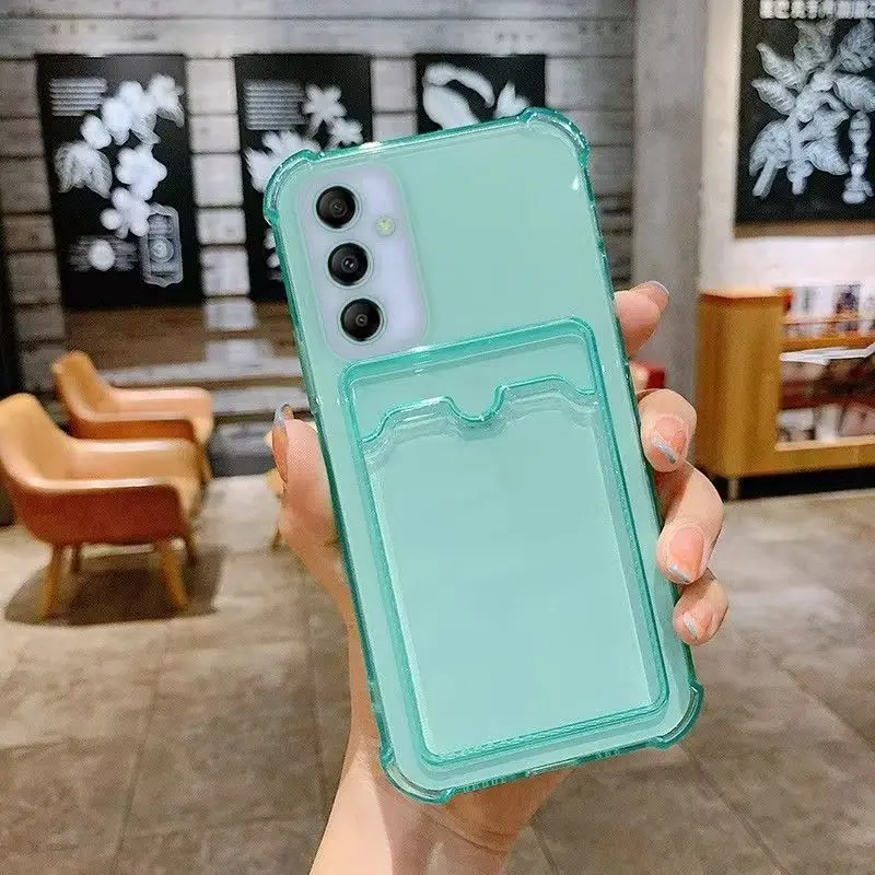 Card Bag Wallet Clear Phone Case On for Samsung Galaxy A14 A24 A34 A54 A15 4G A25 A35 A55 5G Corners Bumper Cover Cases