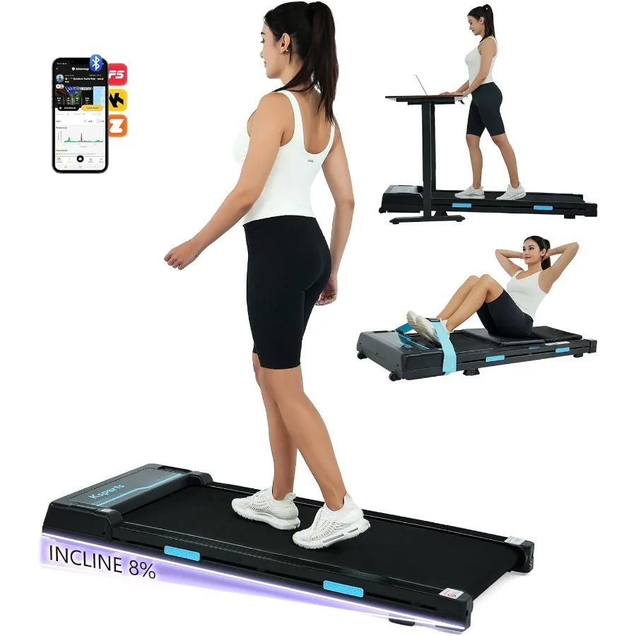 Folding Treadmill For Home Use 2.5HP Motor, Black Steel Frame, Foldable Design With Portable Wheels, Incline Function, Dual Dis