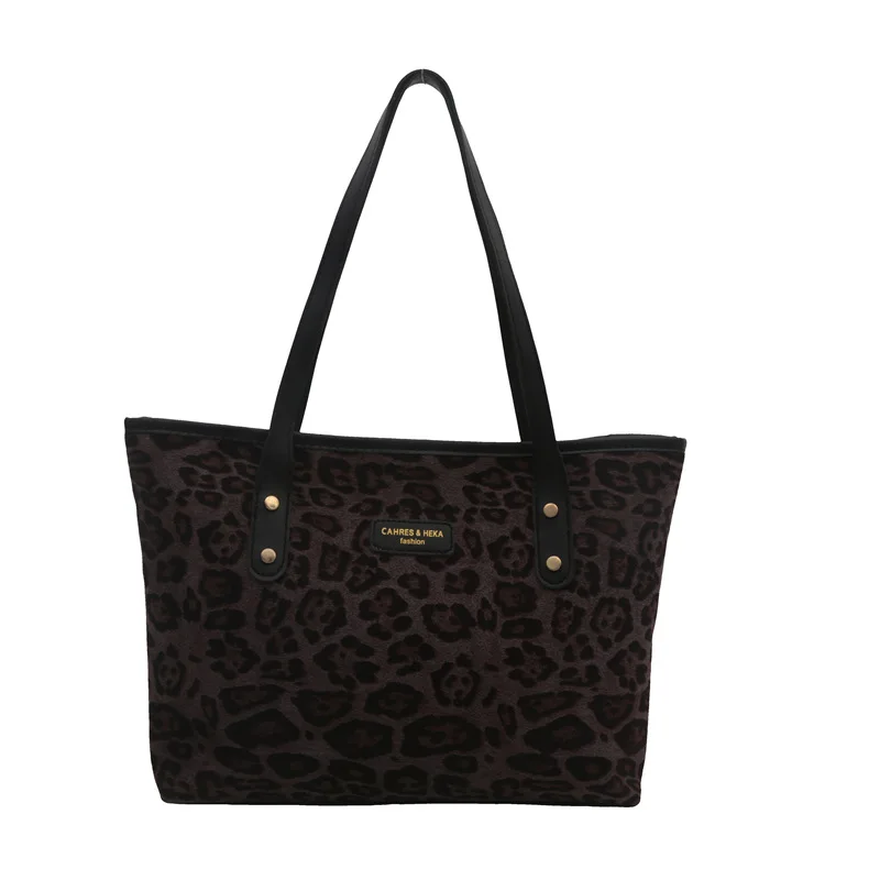 Bolso con estampado de leopardo de gran capacidad para mujer, novedad de otoño e invierno, bolso de mano Retro, bolso de hombro versátil para axila 2024