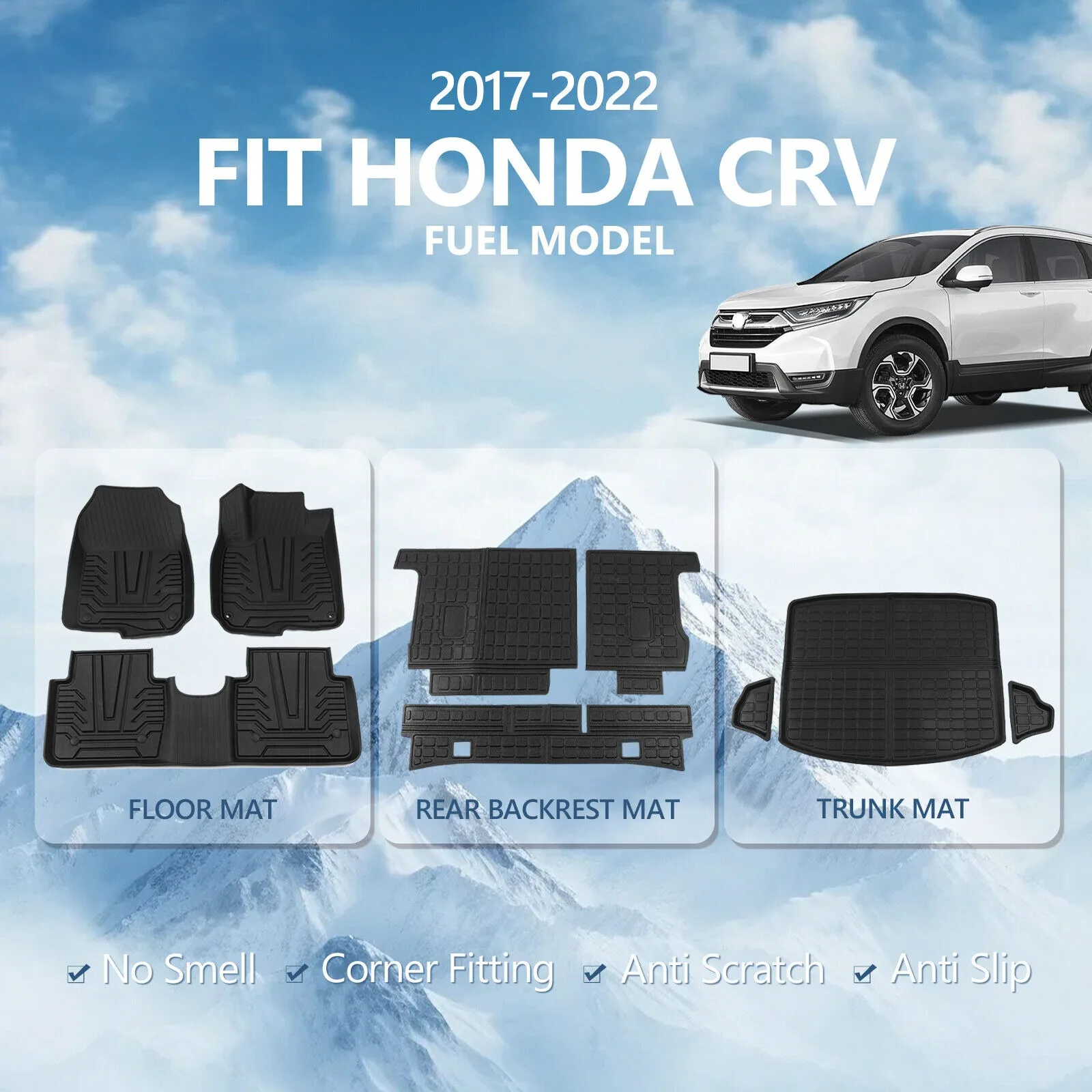 

Fit 2017-2022 Honda CRV Cargo Mats Floor Mats Backrest Mat Trunk Liners TPE Fuel United States