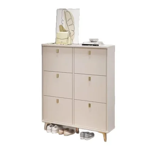 Solid wood tipping bucket shoe cabinet household entrance entrance simple storage against the wall modern corridor narrow