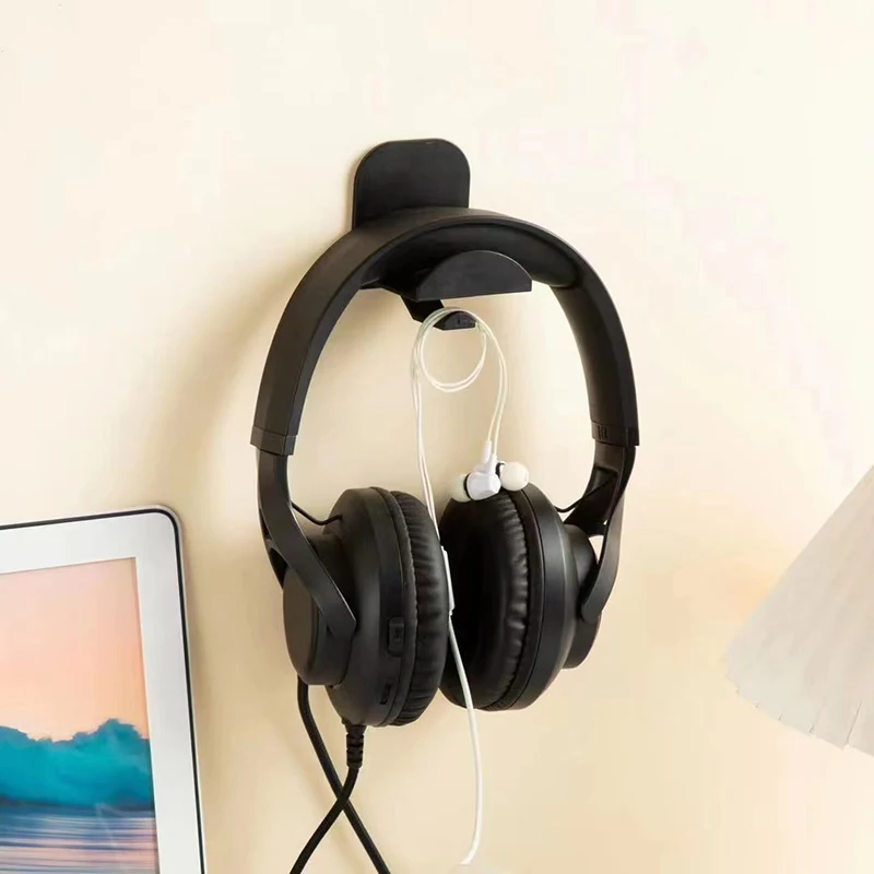 1 buah dudukan Headset komputer multifungsi di dinding tanpa lubang penyangga Headphone rak pajangan Desktop kait penyimpanan