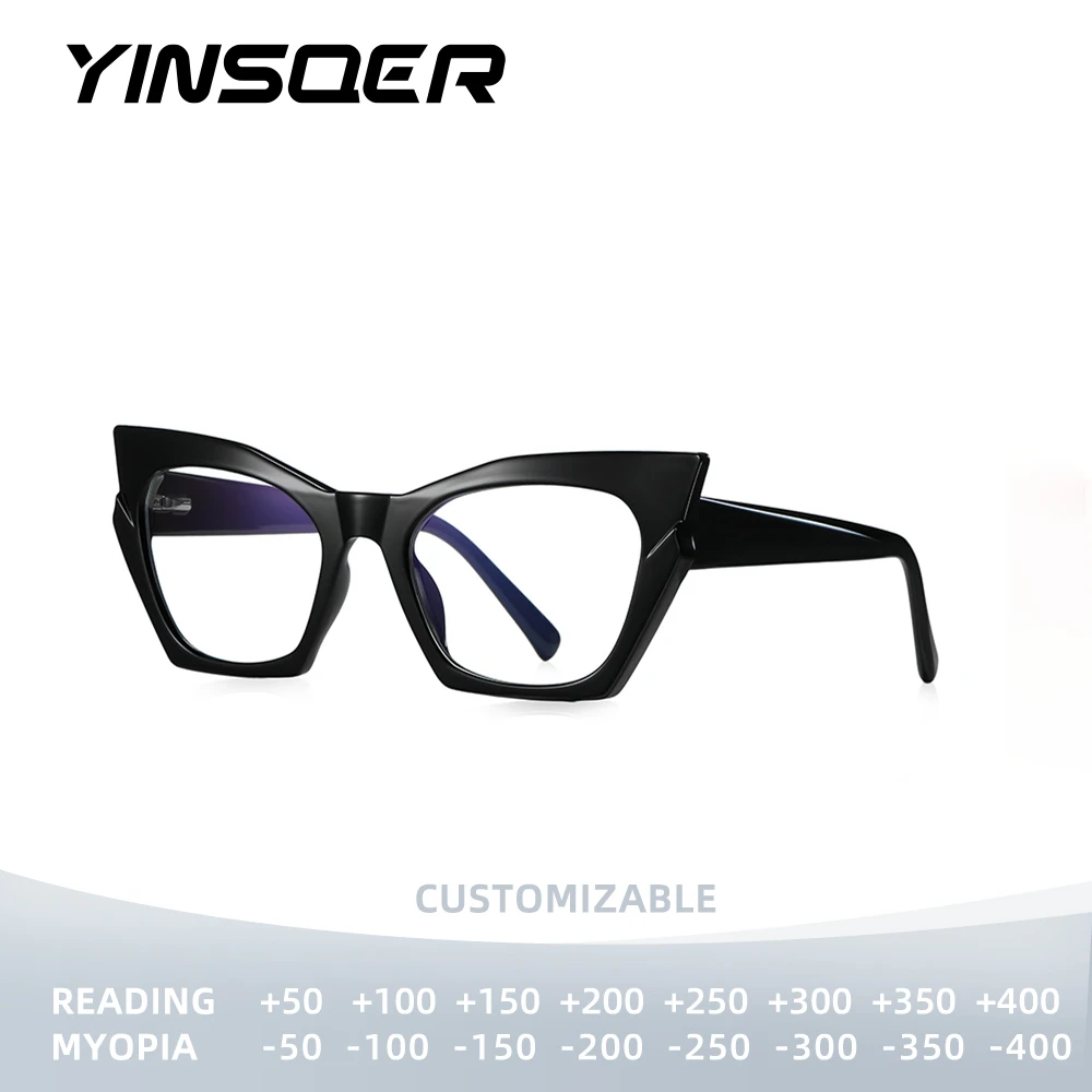 

YINSQER новые модные модные очки с защитой от синего света «кошачий глаз», близорукость, пресбиопия, женские очки в оправе, очки по индивидуальному заказу