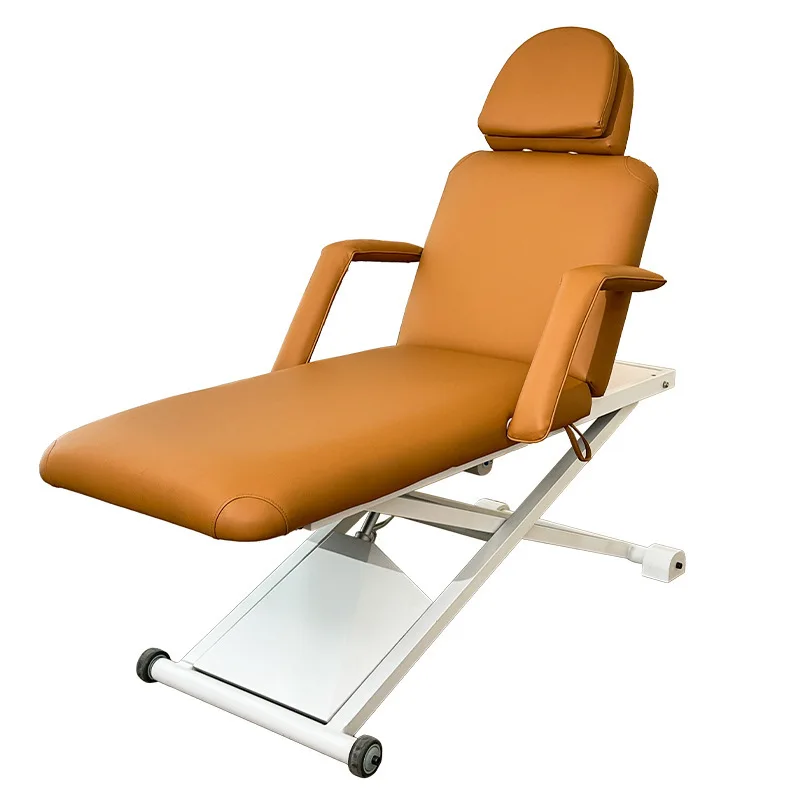 

YJQ electric beauty bed with breathable holes, lifting foot control, height adjustment with double armrests