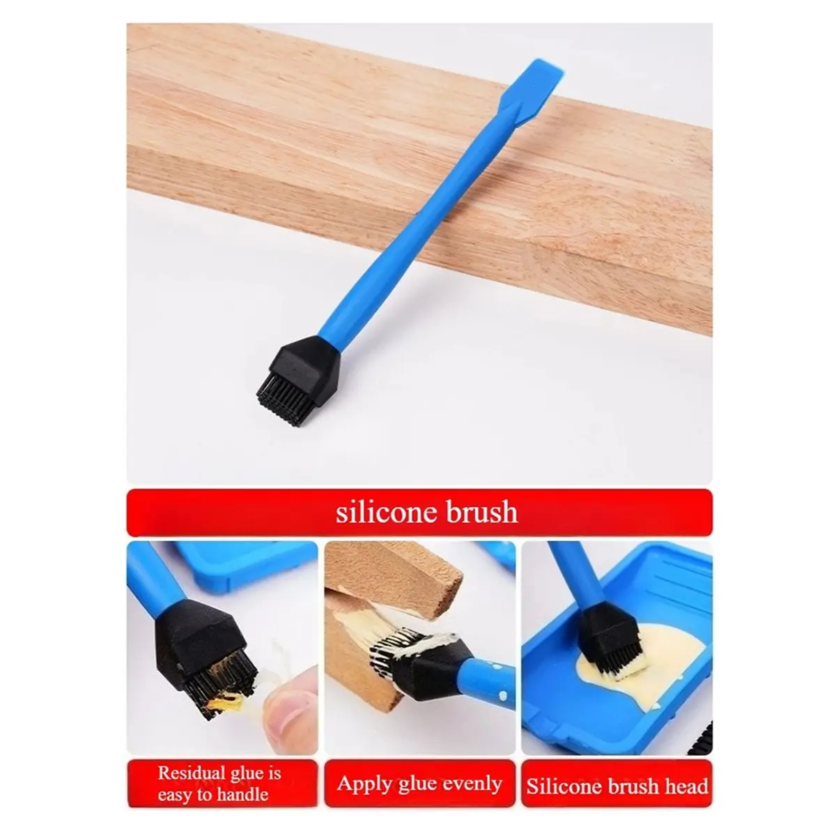 【Limited Offer】Silicone Glue Brush Set for Woodworking - , Easy-to-Clean, Blue Silicone Tools