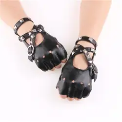 New Fashion Motor Rivet Driving Leather Mittens Punk Glove Gloves Fingerless