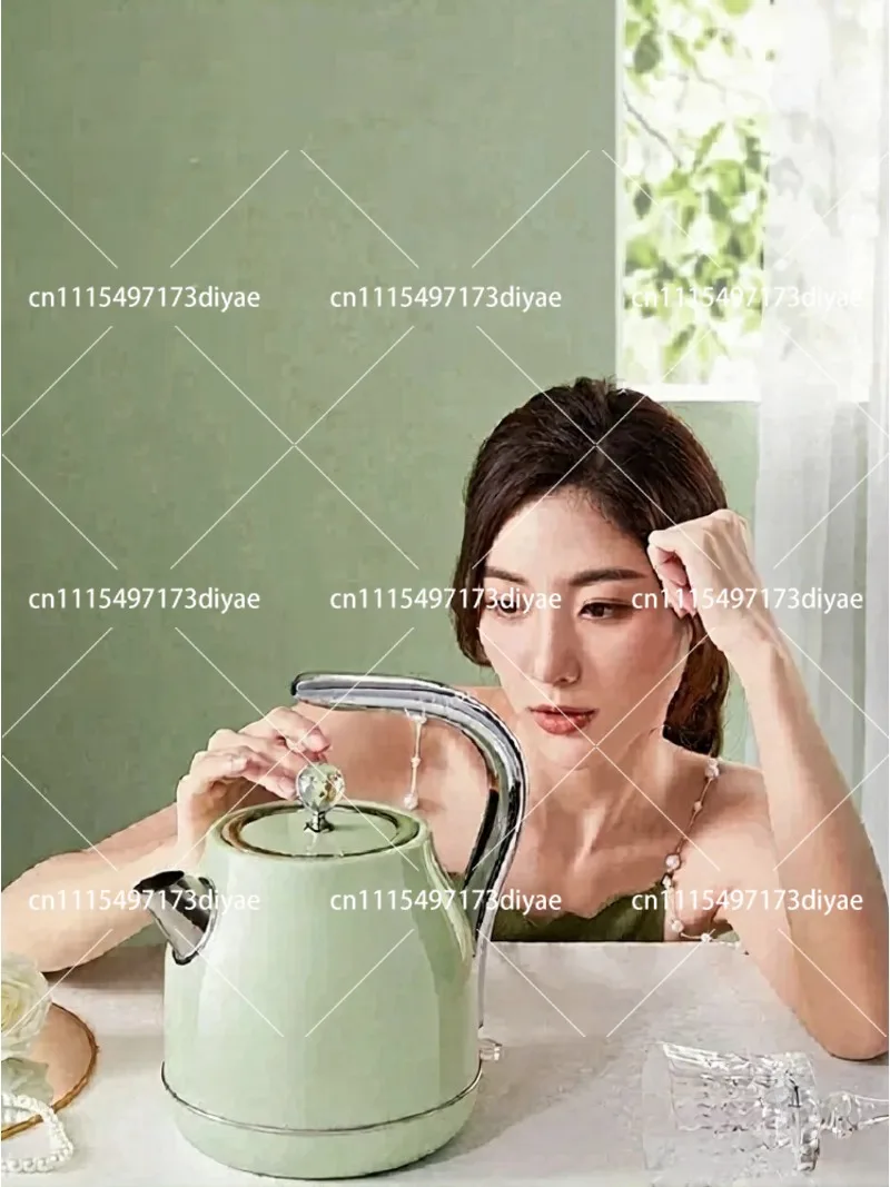 Retro 304 Stainless Steel Electric Kettle 1.7L Auto Shut-Off Fast Boiling Water Heater for Home Kitchen