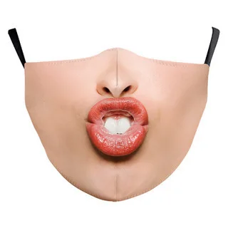 Personalized Funny Imitation Facial Expression Printed Mask, 3D Cotton Mask, Non Disposable Thermal Insulation