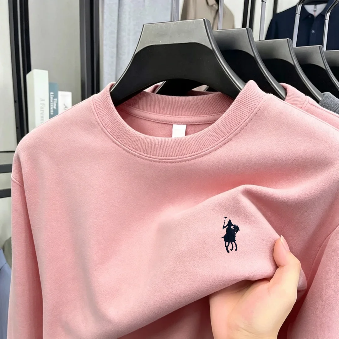 Soft cotton high-end brand men's long sleeved round neck T-shirt autumn fashion embroidered loose Korean sweatshirt casual top