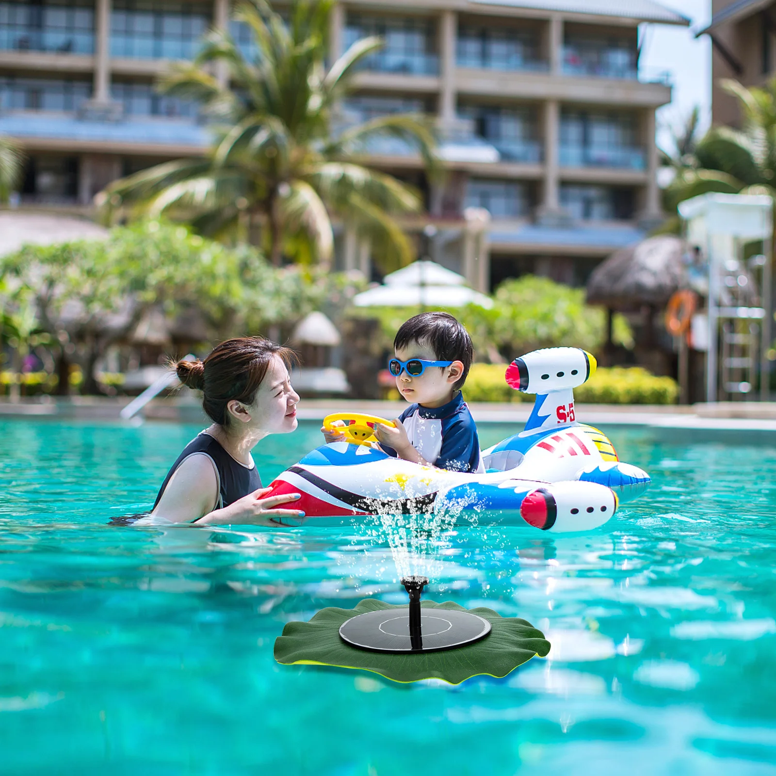 

1 set 1 Set Solar Water Fountain For Outdoor Garden Pond Solar Powered Sprinkler No , Eco Durable Fountain Kit Lotus Leaf