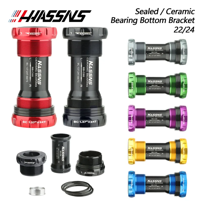 HASSNS Bike Bottom Bracket Ceramics Mtb BB68 Hollowtech Carriage Central Movement for Mountain Bike Crank Crankset Cycling Botto