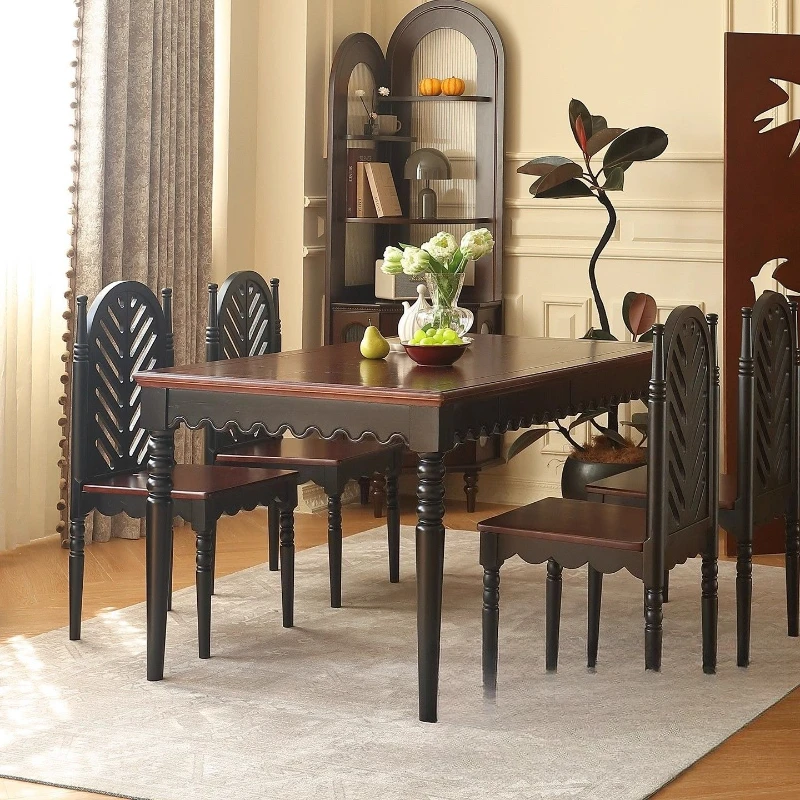 French vintage style solid wood dining table with drawers vintage style home rectangular dining table and chair combination