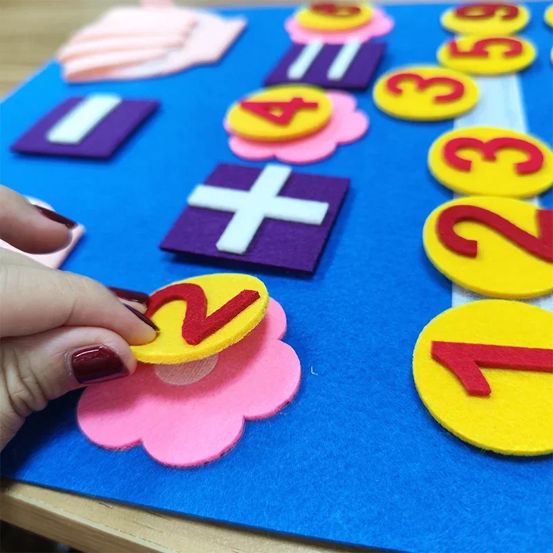 Material didáctico Montessori para niños, juguetes educativos para aprender matemáticas, material de fieltro, manualidades