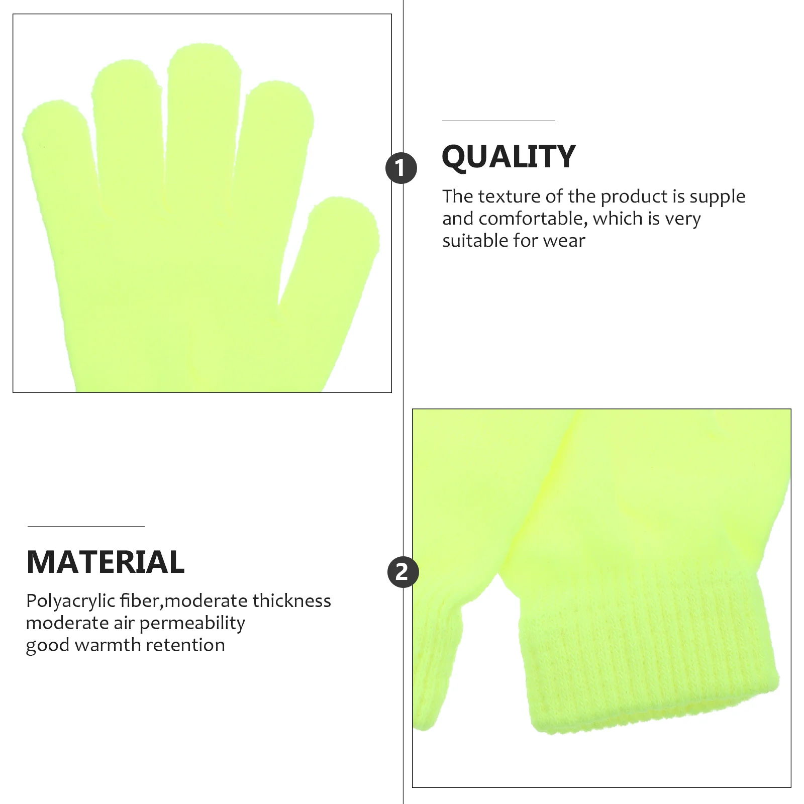 4 Pairs Fishing Accessories Fluorescent Gloves Winter Knitted Outdoor Keep Warm Yellow Hiking Travel