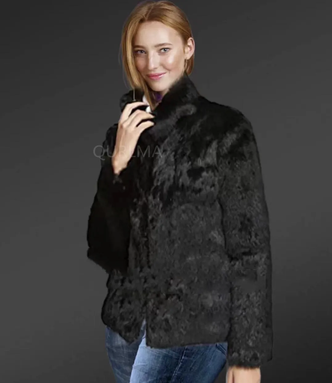 2023 Women\'s Genuine Rabbit Fur Jacket 100% Genuine Rabbit Fur Jacket Winter Warm and Fashionable European Street Style