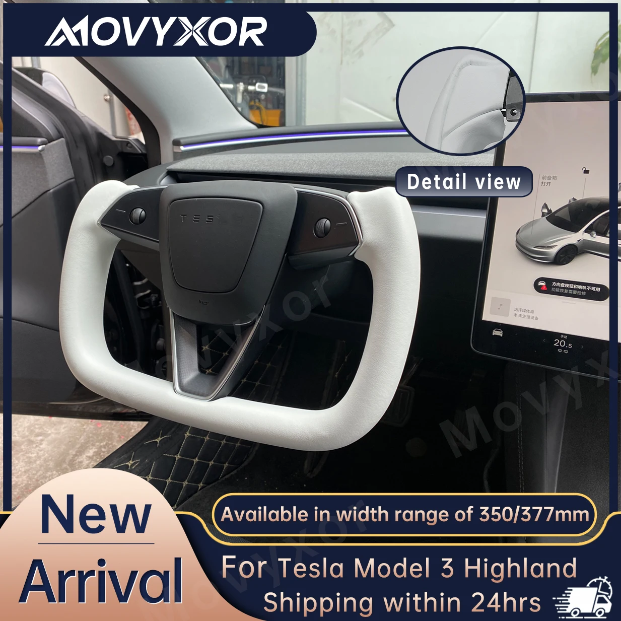 Подогреваемый индивидуальный руль для Tesla Model 3 Highland 2024+, кожаный, дизайн в гоночном стиле, персонализированный аксессуар для тюнинга
