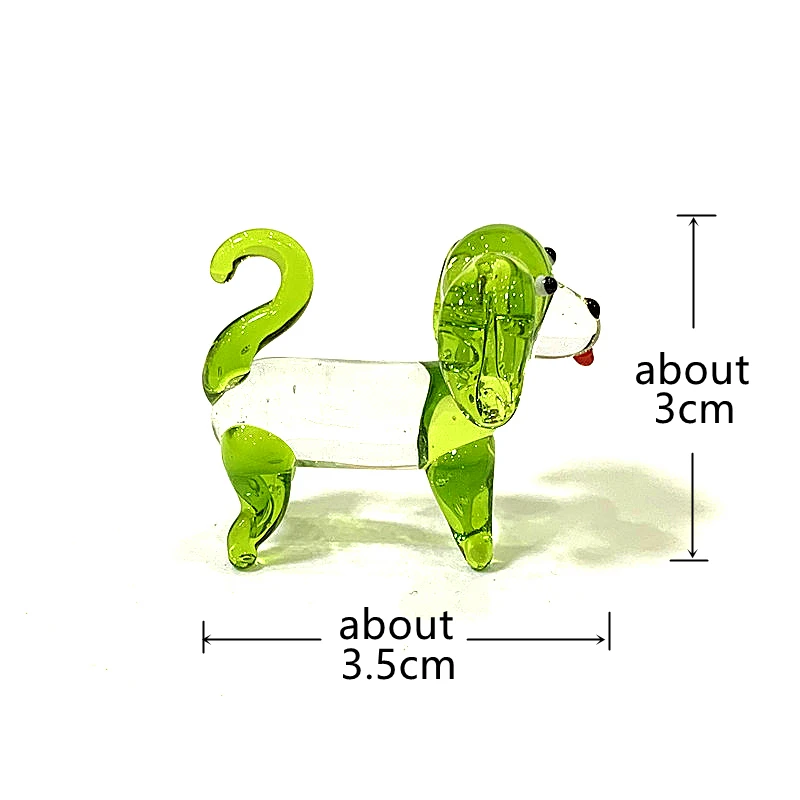 Colorful Cute Glass Dog Figurine Mini Cartoon Animal Statue Ornament for Home Desktop Fairy Garden Indoor Room Decor Collection