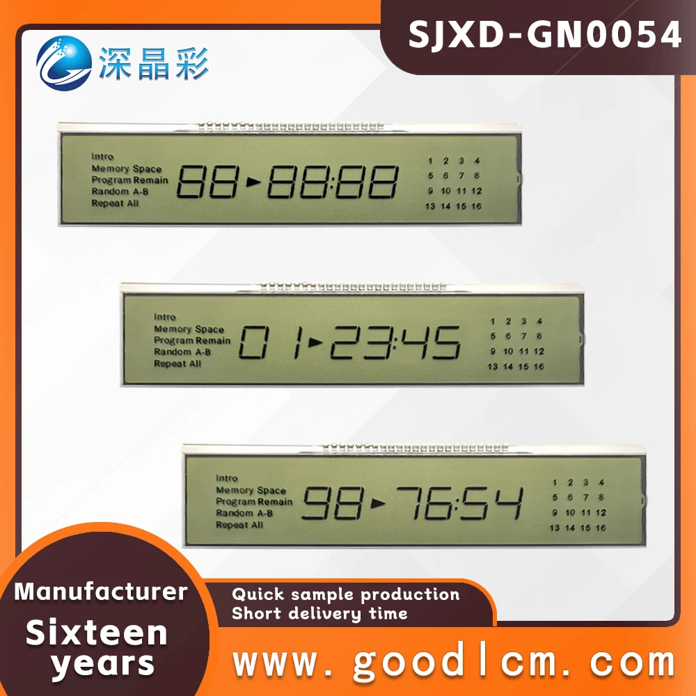 

Customized 6-digit 8-character segment LCD display SJXDGN0054C low power consumption HTN segment code display,