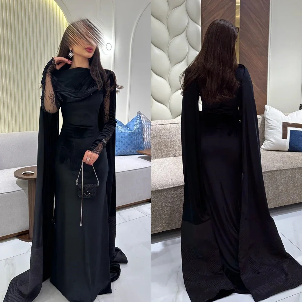 

Exquisite Sizes Available High Collar A-line Formal Ocassion Gown Lace Floor length Skirts Charmeuse Evening Dresses 롱원피스 Retro