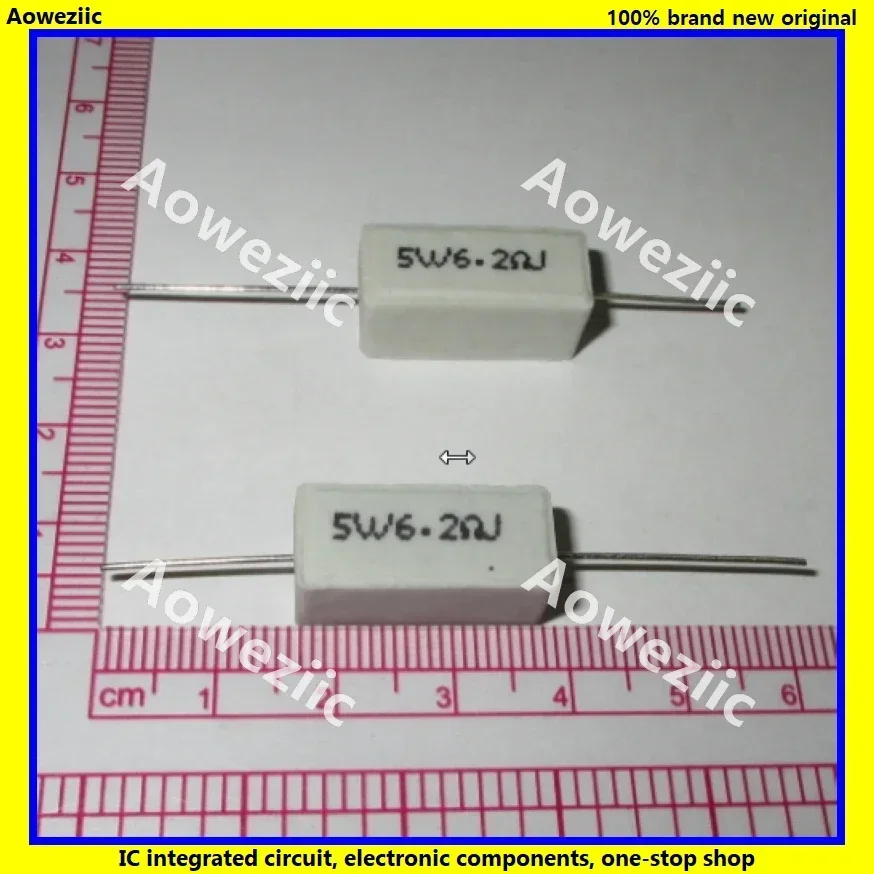 

10Pcs RX27 Horizontal cement resistance 5W 6.2ohm 6.2R 6.2RJ 5W6.2RJ 5W6R2J Ceramic Resistance precision 5% Power resistance