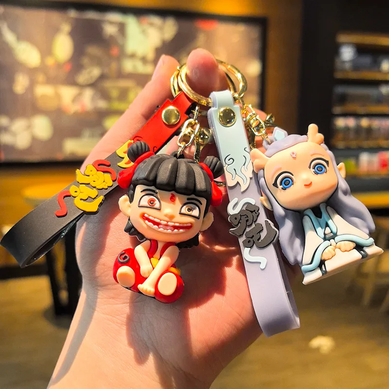 

Popular Anime Keychain Nezha Ao Bing Key Chain Peripheral Doll Bag Key Ring Independent Packaging Birthday Gift Cartoon Frind