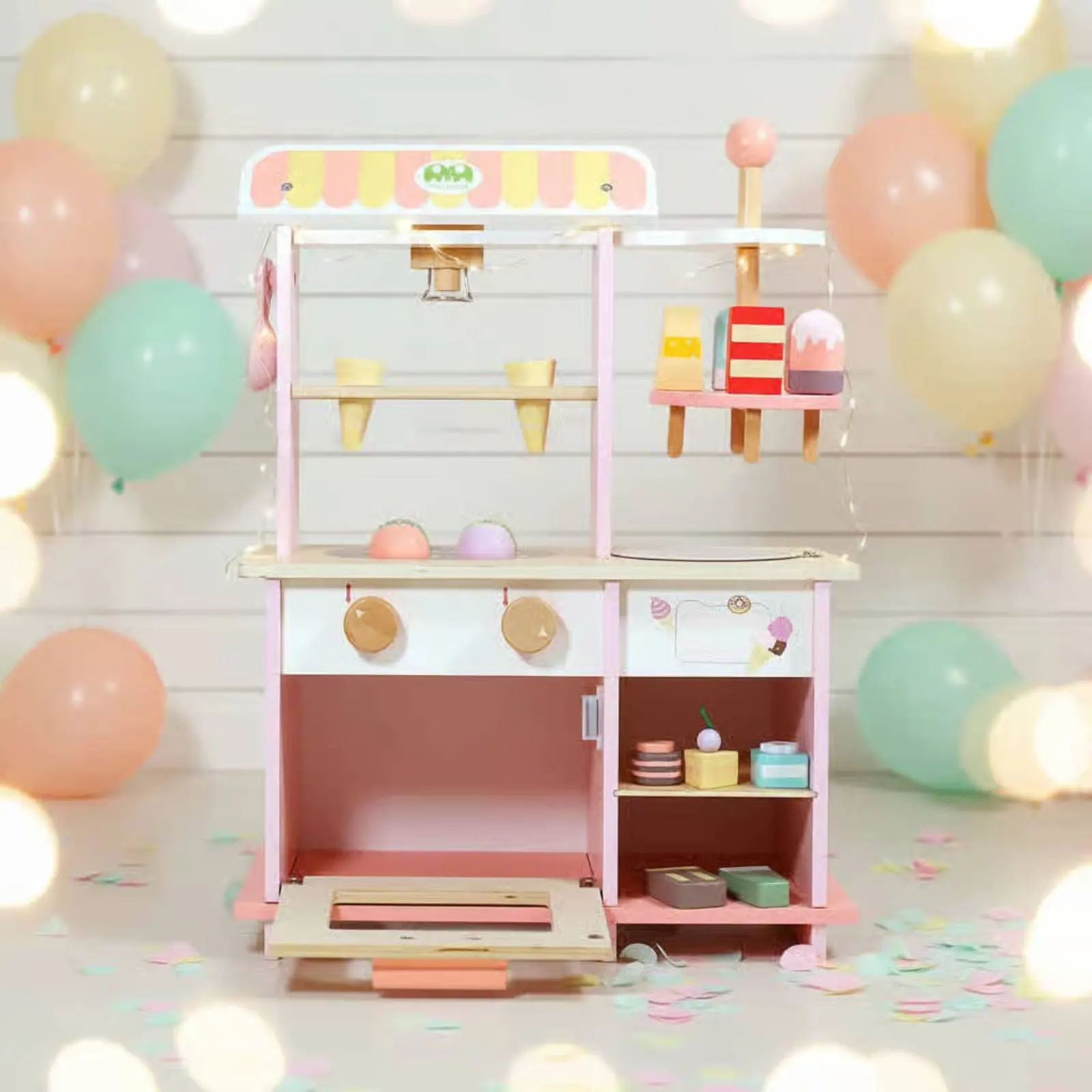 

Dessert Shop Playset Bright Colors Pretend Dessert Stand Ice Cream Stand Toy Polished Edges Ice Cream Stand Stand Spacious