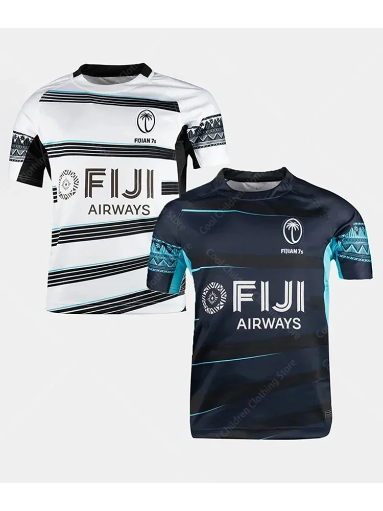 New 2024 Mens Rugby Tshirt Home Jersey Fiji 7S Oversized Mesh Breath Tshirt Family Clothing Sportwear Summer Sport Tee Adult/Kid