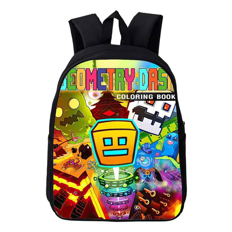 

Children School Bags Angry Geometry Dash 3D Print Backpacks for Girls Boys 12 Inch Kindergarten Backpack Kids Cartoon Small Bag
