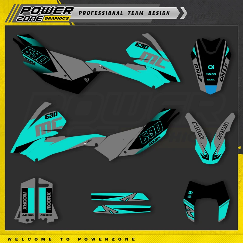

PowerZone Custom Team Graphics Backgrounds Decals Stickers Kit For KTM 2008 2009 2010 2011 LC4 SMC 690 Motorcycle SUPERMOTO kit