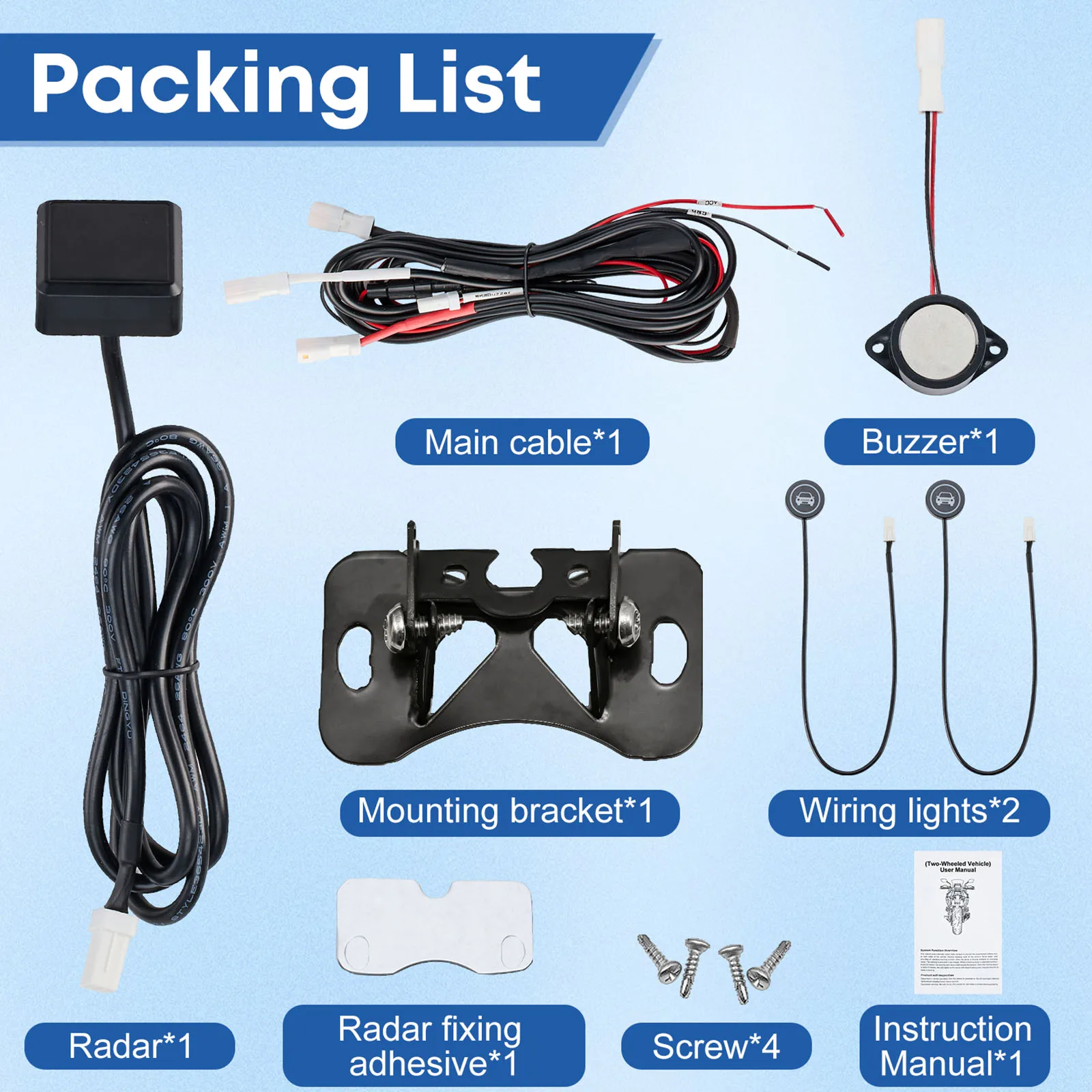 Motorcycle BSD 60GHz Blind Spot Detection System 50m Range BSD Collision Avoidance Warning System for Motorcycles Bicycle E-Bike