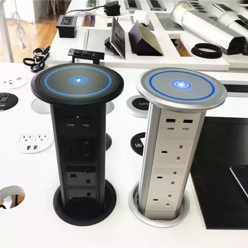 Smart lifting socket, one-button pop-up lifting and plugging, wireless fast charging
