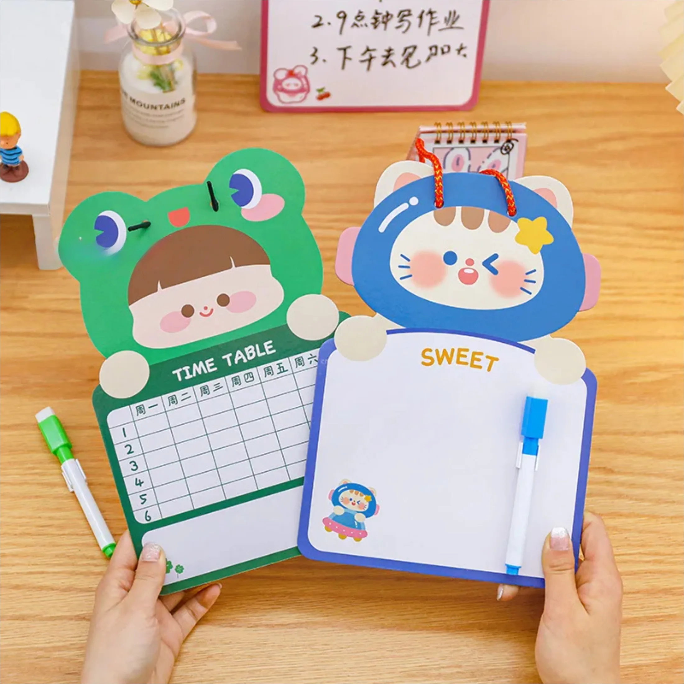 With Pen Cartoon Kids Whiteboard Cardboard Two-sided Cartoon Dry Wipe Cardboard Animal Erasable Double-sided Drawing Board