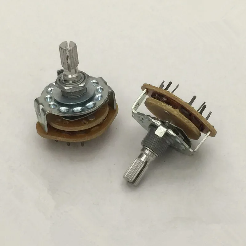 2pcs 1P12T 3P4T 1P8T 2P5T 2P6T 4P3T 6mm Knurled Shaft Dia Band Selector Rotary Switch