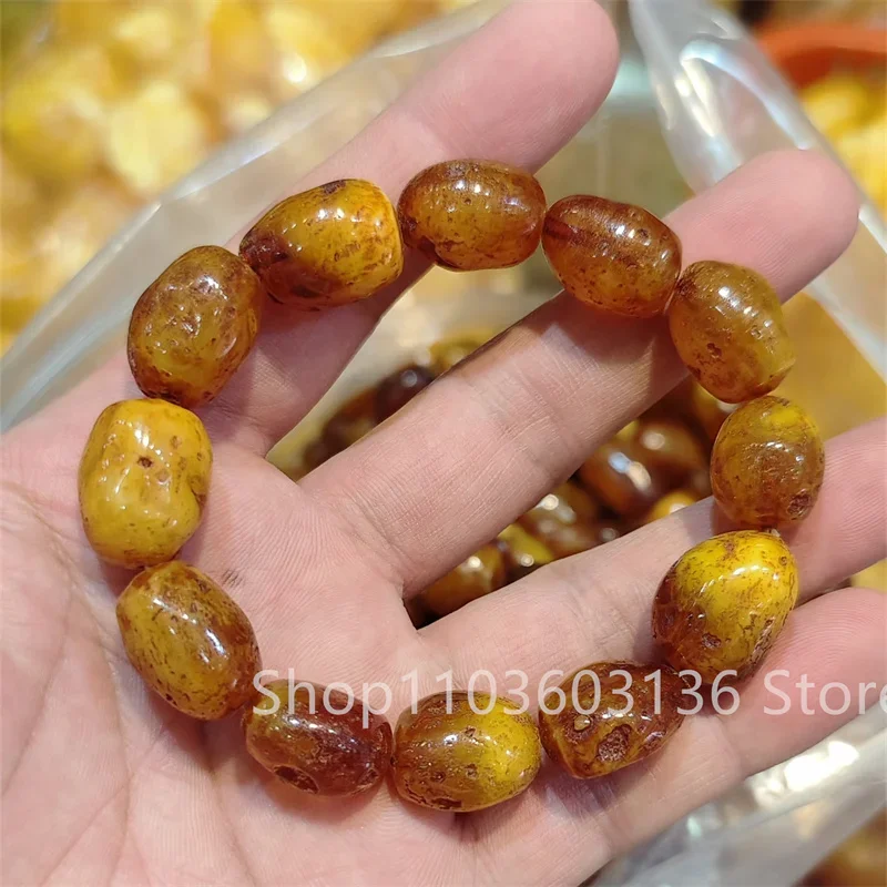 Raw Amber Bracelet Women Trendy Irregular Piebald Diy Bead Bangles Baltic Tumbled Stone Healing Gemstone Jewelry Bracelets